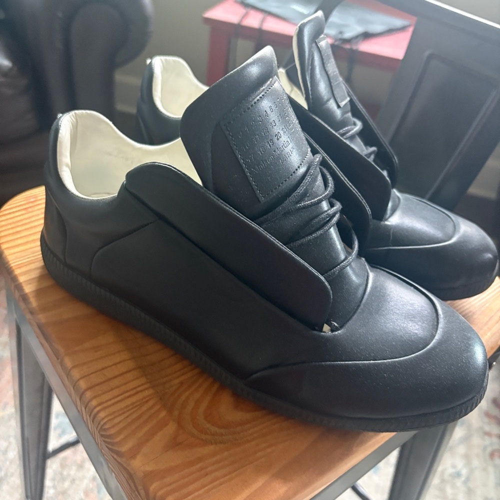 Mason Margiela Future Black Leather Low-Top Men's Sneakers
